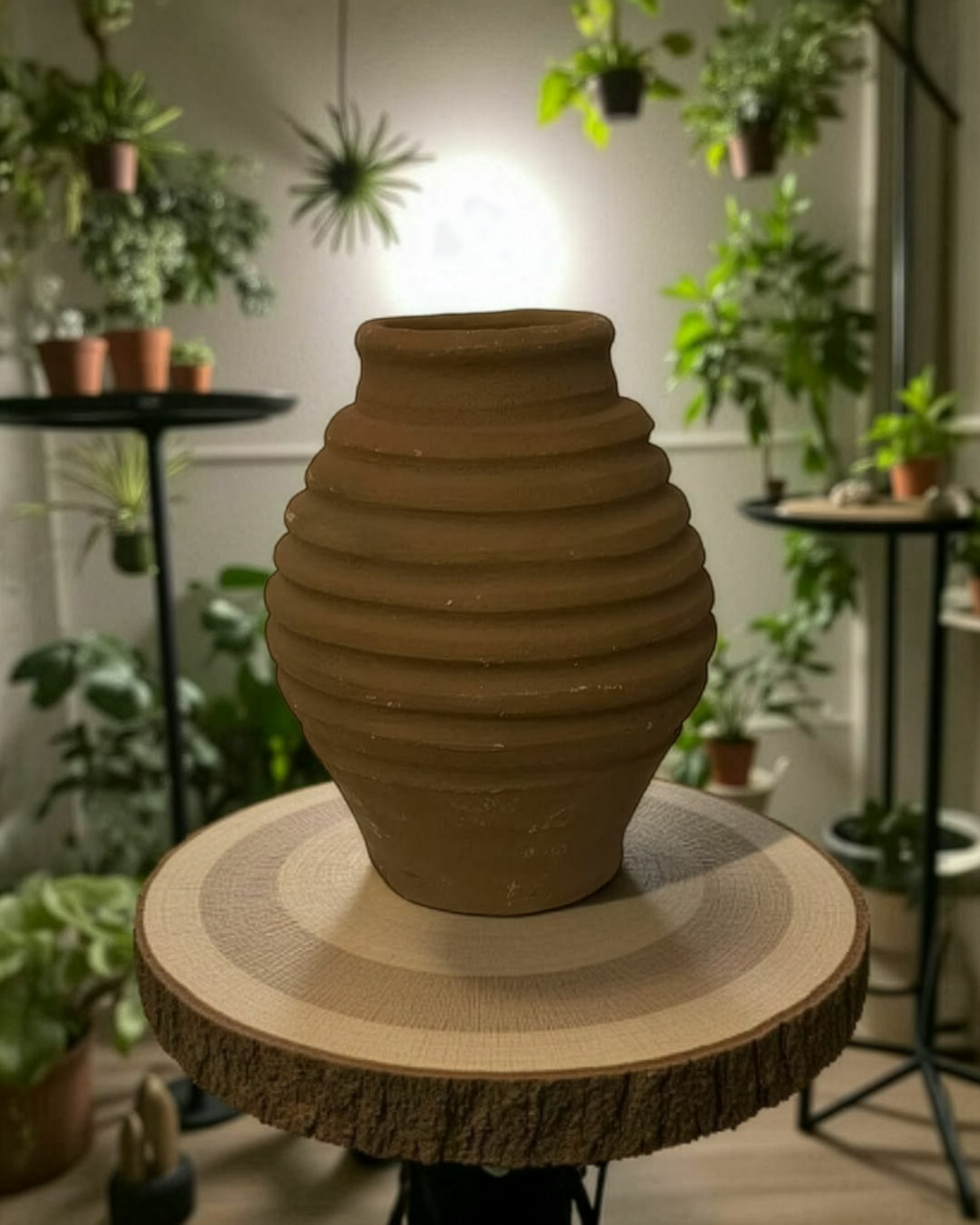 Çizgili Küçük Vazo Çömlek